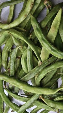 Top View of Fresh Sem Ki Phalli (Broad Beans) &ndash; Green Vegetable