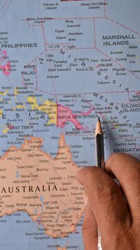 Papua New Guinea Oceania Close Up Bokeh World Map Macro Defocused Geographic Image