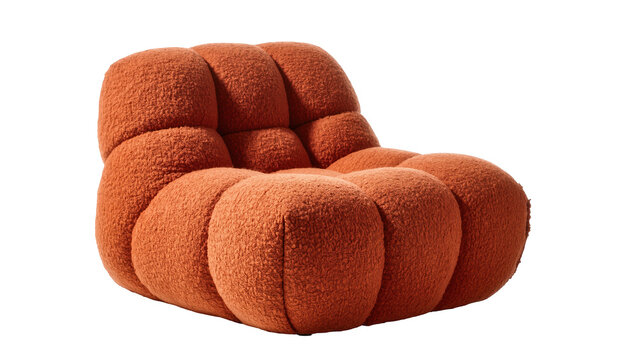 Vibrant orange upholstered armchair featuring a unique modular design for home decor