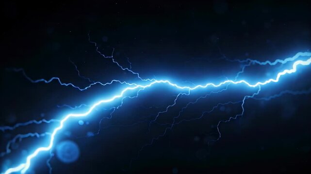 Sparking bright electric-blue arcs crossing dark void, forming braided ribbon with glowing tendrils