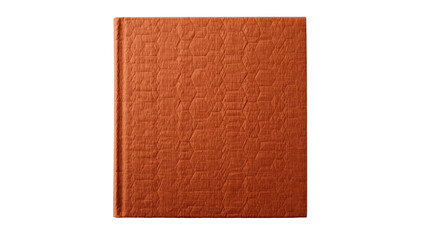 Fototapeta premium Elegant closed hardcover book with rich burnt orange fabric cover and geometric texture
