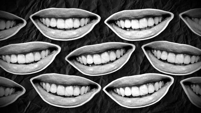 A looping background featuring fun stop motion style cut out mouths.
