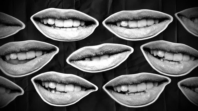 A looping background featuring fun stop motion style cut out mouths.
