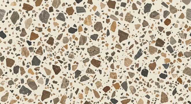 Abstract Terrazzo Pattern: Mosaic Beige Backdrop with Natural Stone Chips