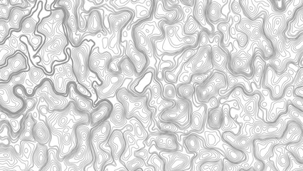 Abstract modern white and black topographic contour map wavy line, digital print terrain lines texture vector white background. © Mst