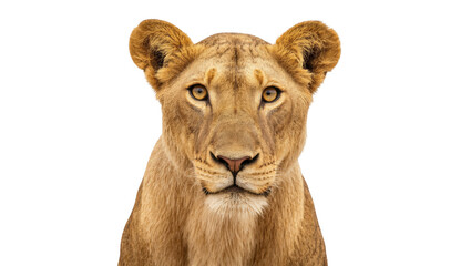 Portrait of a majestic adult lioness looking directly at the camera, powerful feline © Michal
