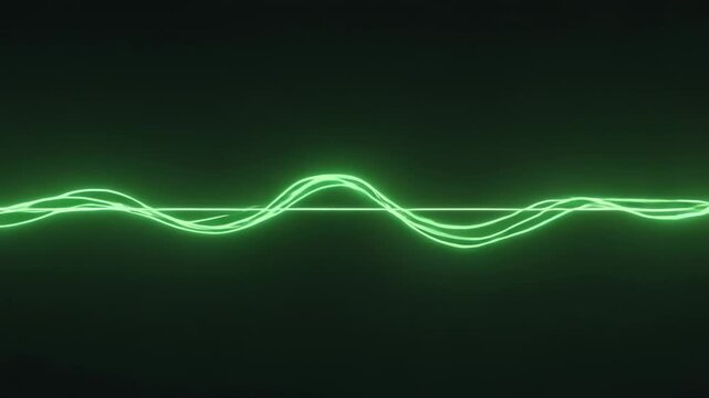 Spiking neon waveform traces colliding toward center in visualization, forming bright green pulse