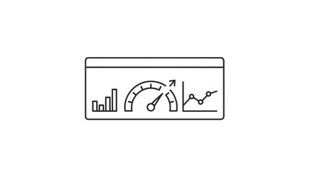 Fototapeta premium Dashboard with Speedometer, Bar Chart, and Line Graph - Business Analytics Concept