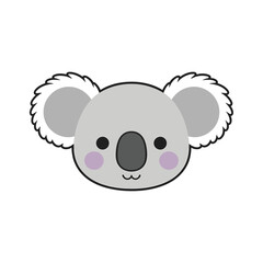 Obraz premium Cute Koala Head Face Cartoon Illustration Isolated on White Background, Adorable Australian Animal Mascot with Soft Features and Friendly Expression Vector Graphic
