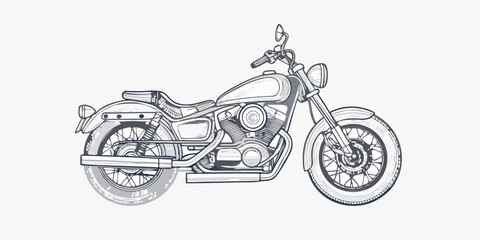 Naklejka premium Detailed sketch of a classic motorcycle with prominent features and styling
