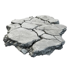 Fototapeta premium Closeup Cracked Weathered Stone Fragment Black Background