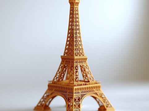 Miniature Eiffel Tower model in orange plastic