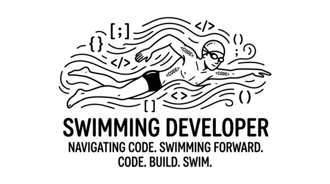 Swimming Developer Logo Code and Swim Metaphor
