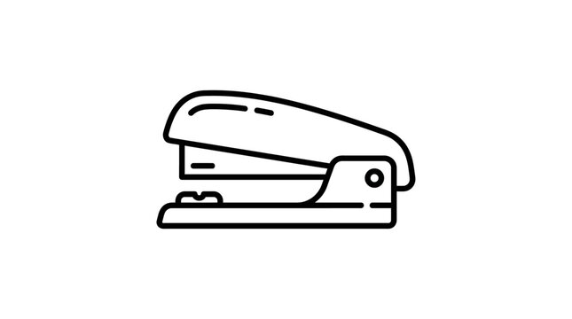Minimalist Outline of a Stapler on White