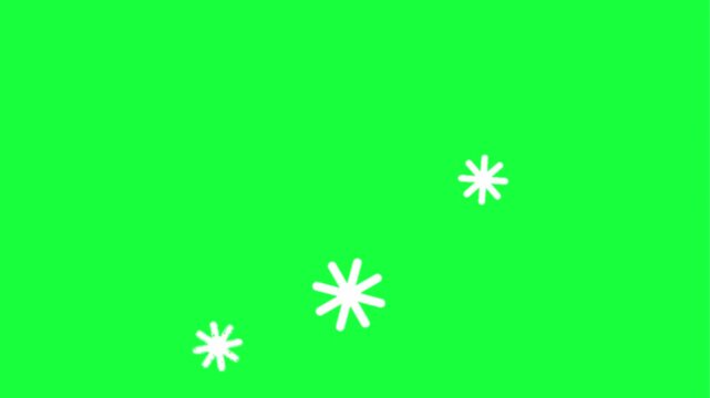 Animated white starburst icons on green background
