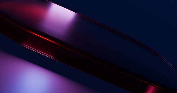 3d render red square glass on dark background