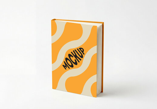 Vertical Hardcover Book Cover Mockup on White Background