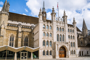 Naklejka premium Guildhall Plaza with government buildings, Guildhall Art Gallery and St Lawrence Jewry. City of London 