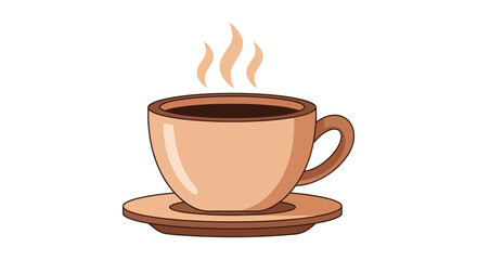 Obraz premium A vibrant illustration of a steaming cup of coffee resting on a saucer presented as a silhouette high quality professional detailed