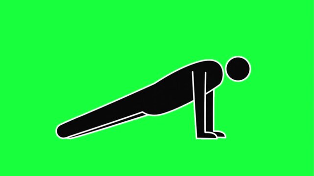 Person doing push up on green screen background