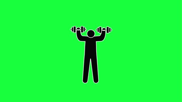 Person lifting dumbbells against green background