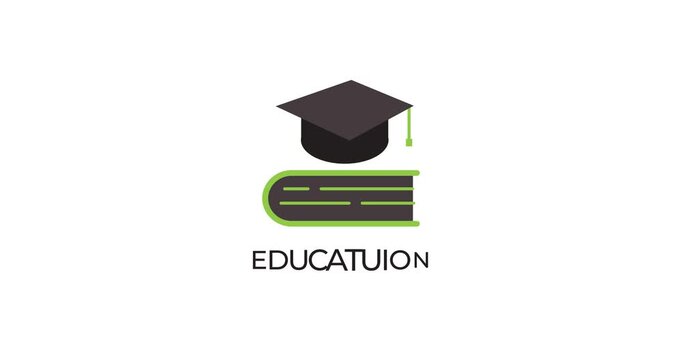 An animated graphic features a graduation cap atop a book, as 'EDUCATION' appears. It symbolizes academic achievement, knowledge, and the learning journey.