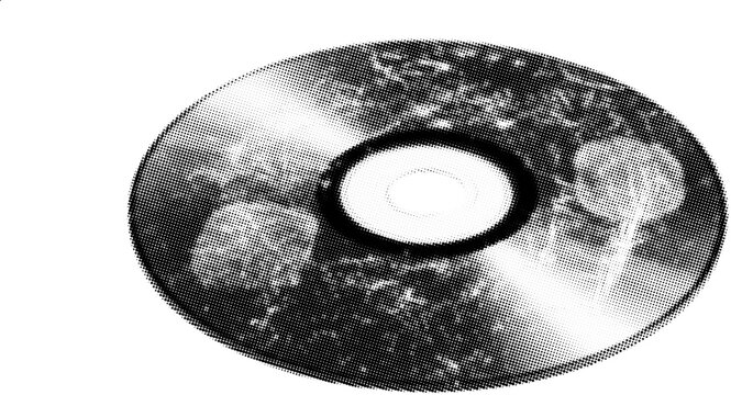 Scratched CD Disc Halftone Illustration Data Damage Concept
