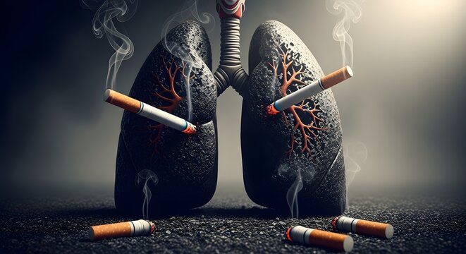 The devastating impact of smoking on human lungs