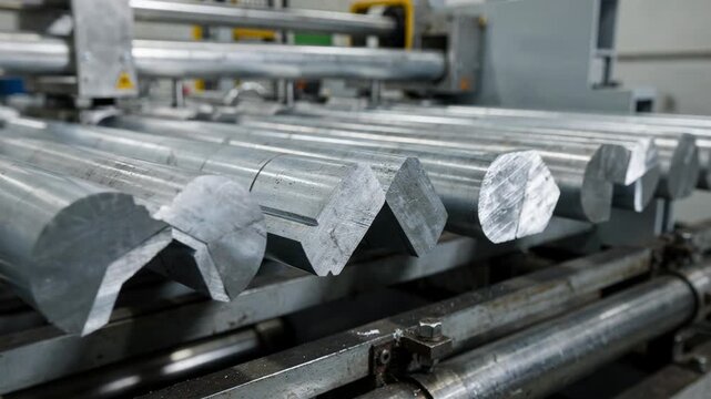 Medium shot capturing bevel edge processing on extruded pipes using advanced machinery highlighting angled cuts for optimal welding and assembly in a factory line.