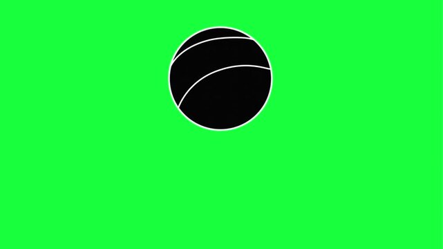 Dynamic black sphere spinning on green screen background