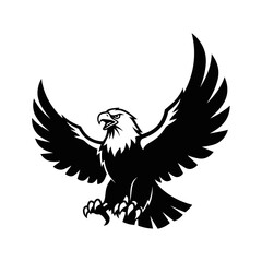 Obraz premium Black and white eagle illustration flying.