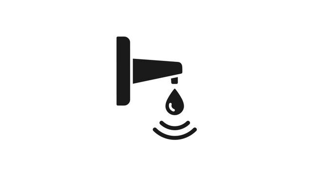 Automatic Faucet Sensor Icon with Water Drop and Waves