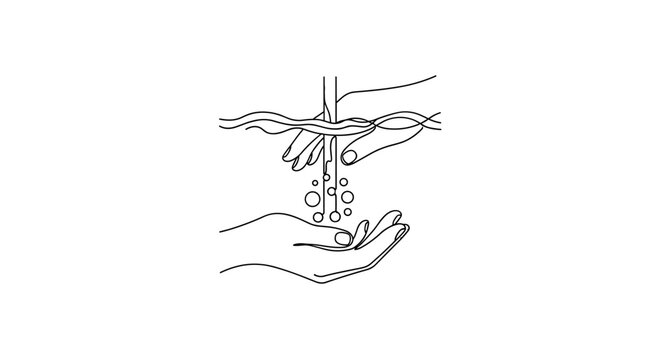 Hands Giving and Receiving Water Line Art Icon