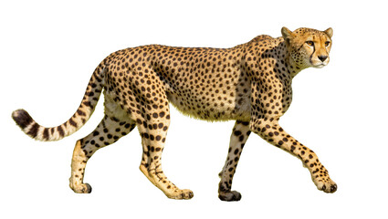 Majestic African cheetah with distinct spotted fur walking gracefully, powerful predator. © Antonio
