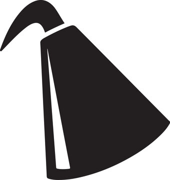 Black scythe icon, grim reaper symbol, death emblem, vector illustration