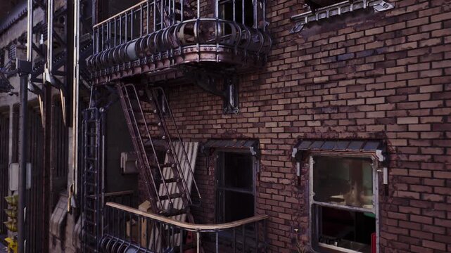 Sunlit window with air conditioner and rusted balcony, chipped brick, reflective glass, gentle urban breeze, soft shadow gradients and everyday apartment