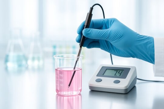 Laboratory scene with microbiologist performing food science experiment