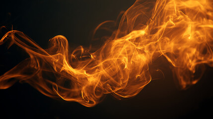 Fototapeta premium Abstract Orange, Yellow, and Red Fire Smoke Trails on Dark Background – Dynamic Swirls of Heat and Energy for Graphic Design and Backgrounds