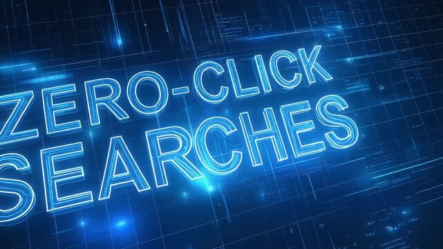Glowing zero click searches text with futuristic lighting illustrating advanced SEO concept