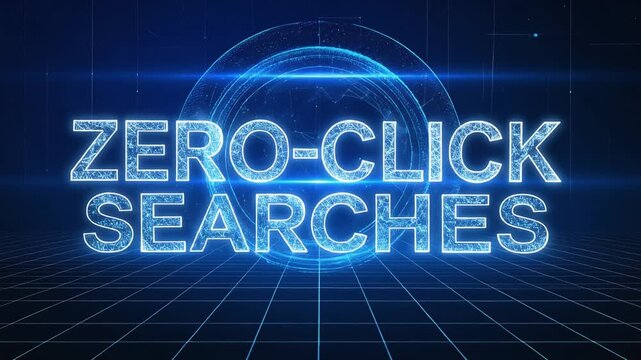 Digital zero click searches typography with glowing lines representing search engine evolution