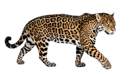 Majestic adult jaguar with characteristic spotted fur walking gracefully, powerful big cat predator © Nuria