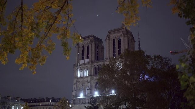 Notre-Dame Cathedral of Paris at night