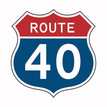 40 route sign icon, vector road 40, highway interstate, American freeway, US California route symbol, traffic and navigation signage illustration, vector design for maps, driving apps, transportation,