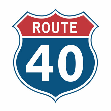 40 route sign icon, vector highway 40, interstate road symbol, US freeway route, California route signage, traffic navigation vector illustration for maps, driving applications, public safety, and tra
