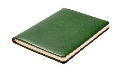 Fototapeta premium Classic dark green planner notebook with a red bookmark ribbon for organization and writing