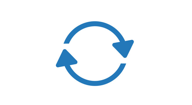 Blue Circular Arrows Refresh Icon on White Background