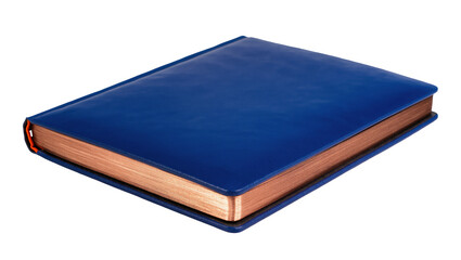 Elegant blue hardcover book with luxurious golden page edges for study or journaling