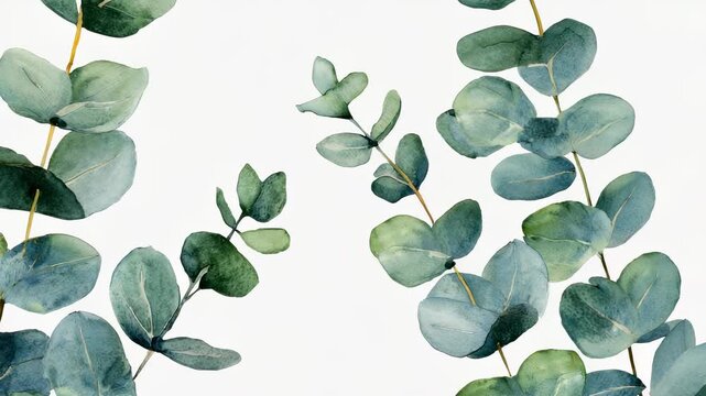 Delicate Watercolor Eucalyptus Branch Illustration &ndash; Botanical Art for Design and Decorative Elements on White Background