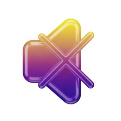 Fototapeta premium Gradient purple yellow rounded square with X symbol