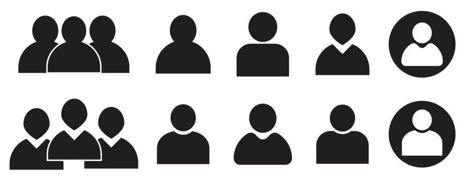 User profile icon set.  People icon set in flat style. User member vector icon set.  Vector illustration. 